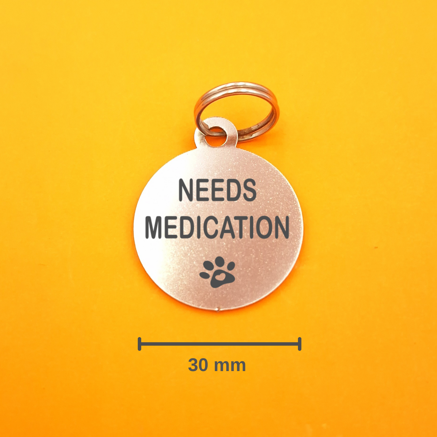 Needs Medication Pet ID Tag - Round