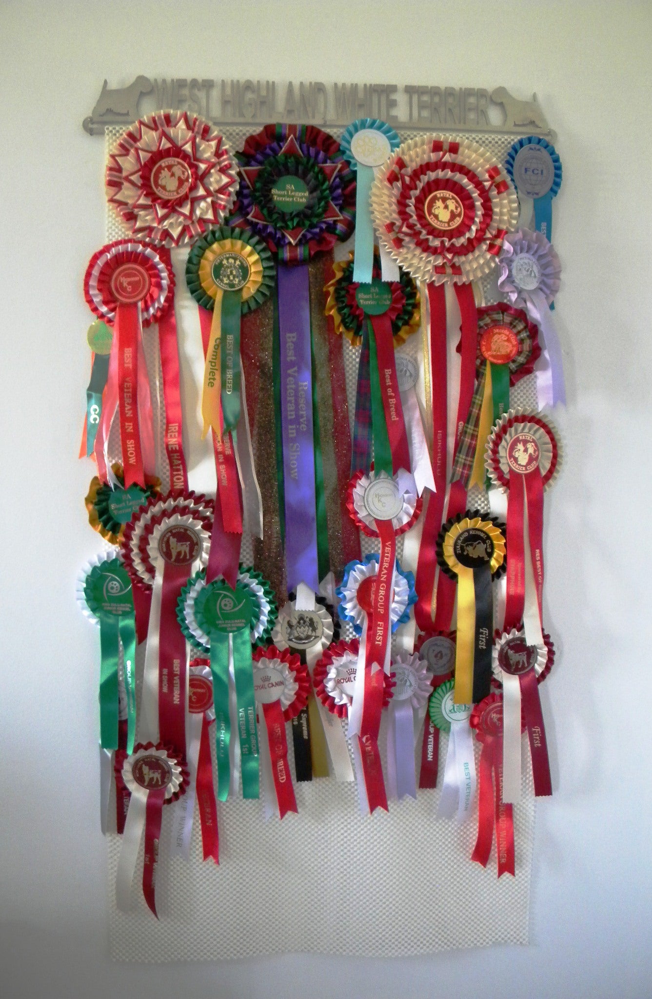 Personalised Rosette Hanger - Single Row of Writing