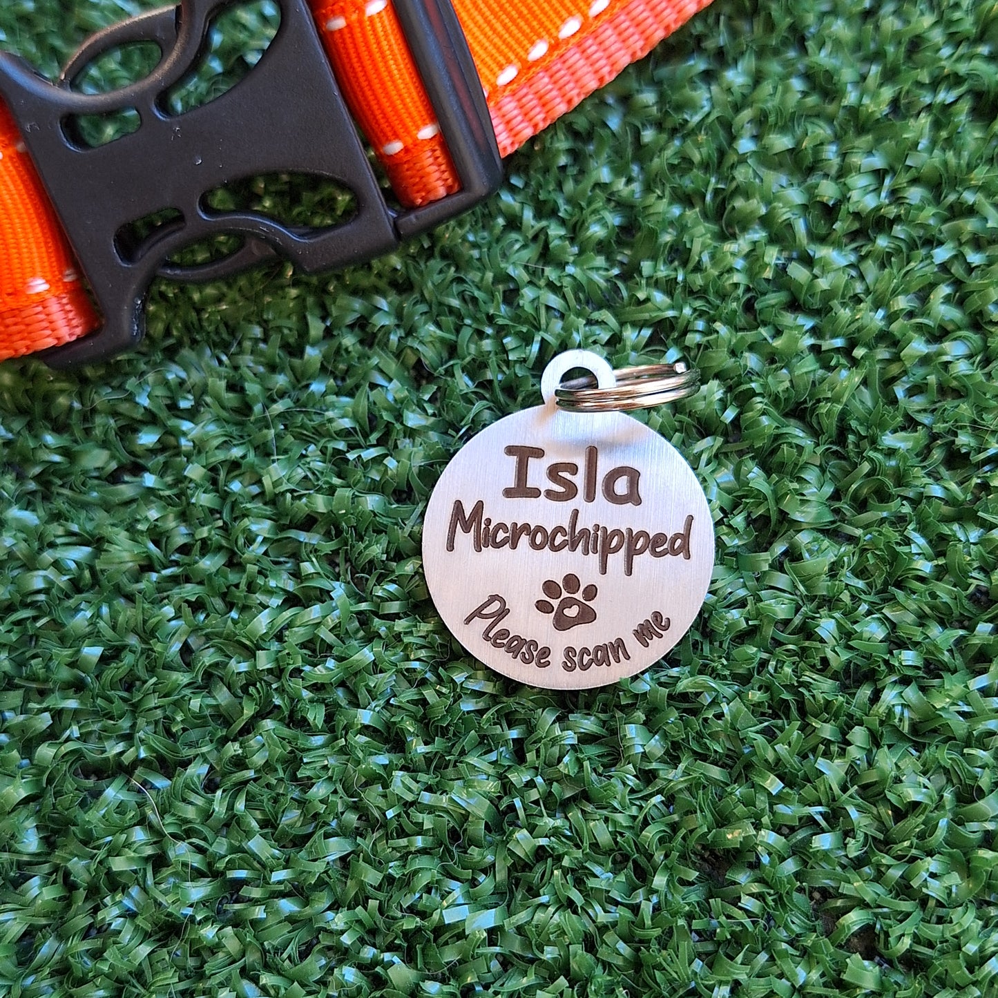 Microchipped Engraved Pet ID Tag - Round