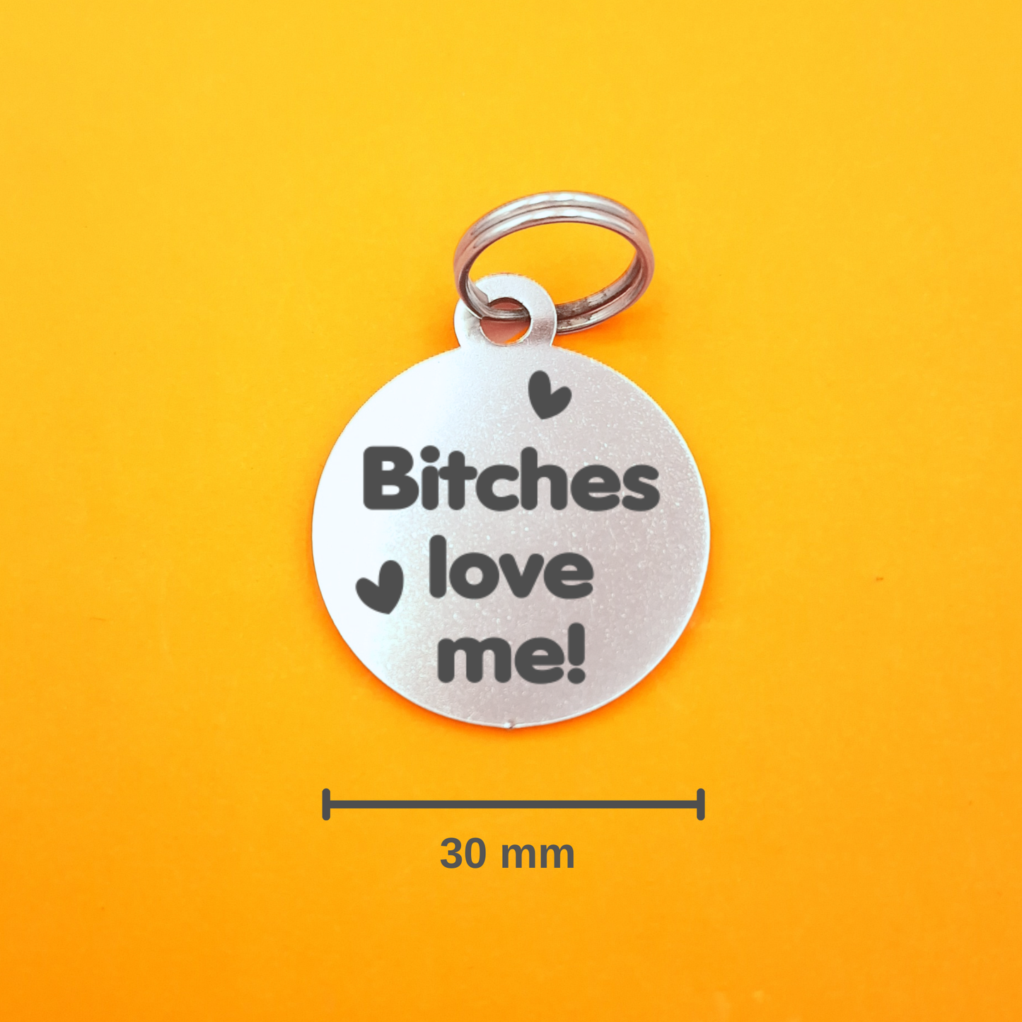 B!tches love me Pet ID Tag - Round