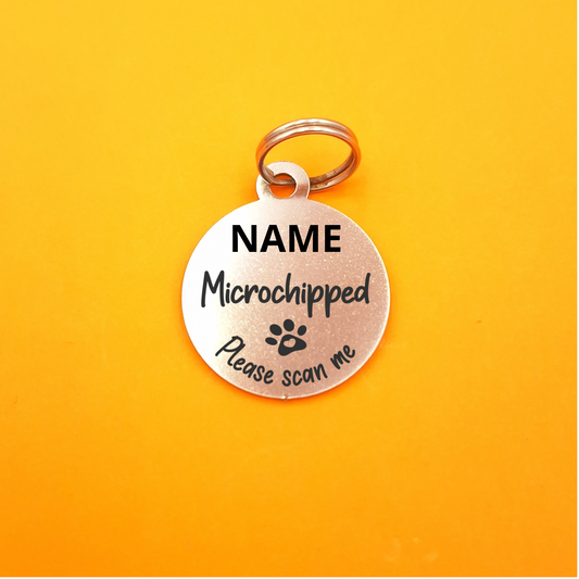Microchipped Engraved Pet ID Tag - Round