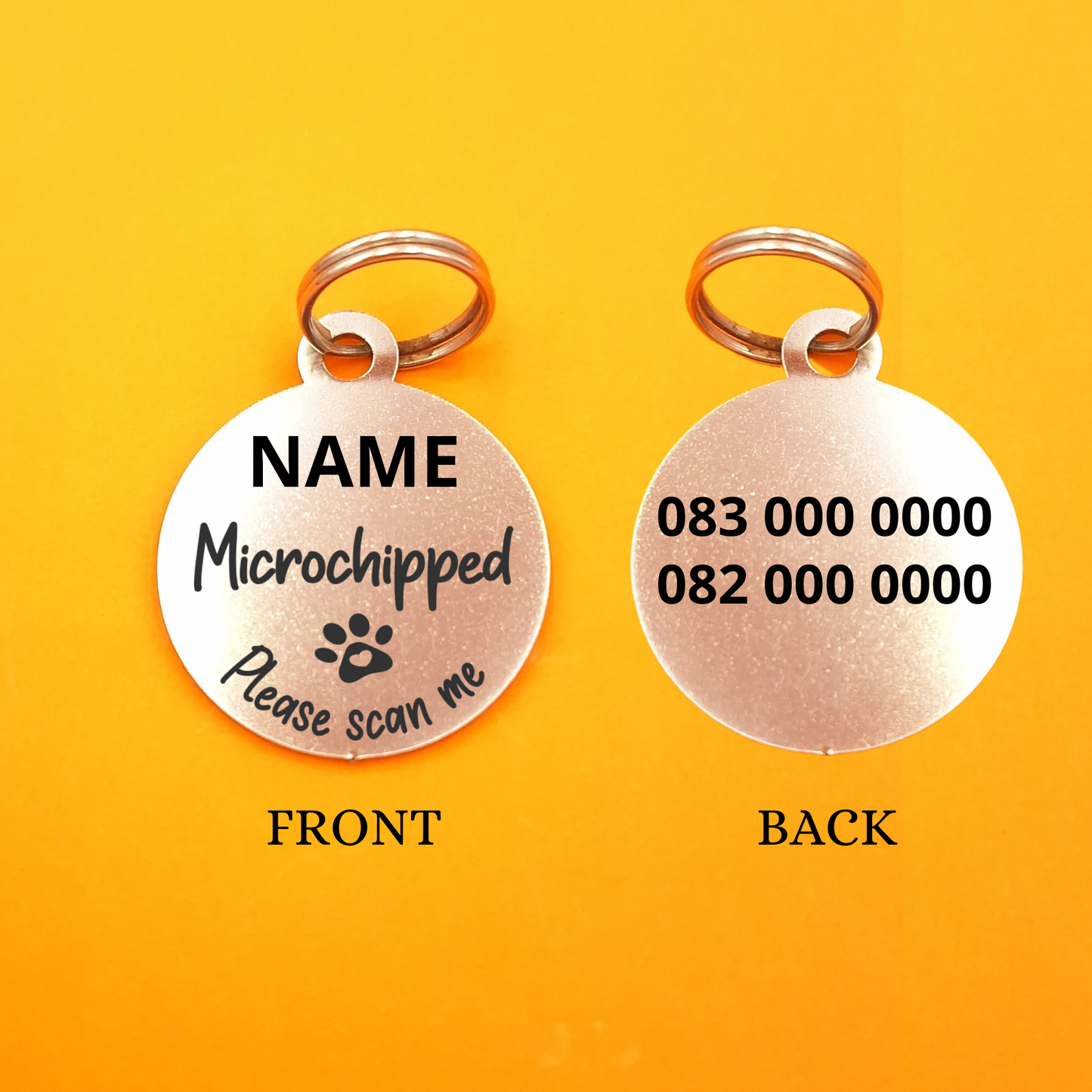 Microchipped Engraved Pet ID Tag - Round